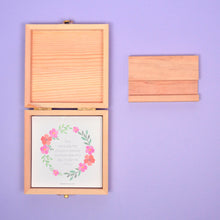 Load image into Gallery viewer, Girls under 8 quote card box open with cards showing and stand outside