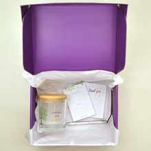 Load image into Gallery viewer, Gratitude jar kit inside with grateful  and thank you notepads
