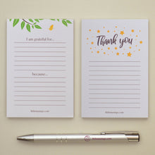 Load image into Gallery viewer, grateful and thank you notepads on display