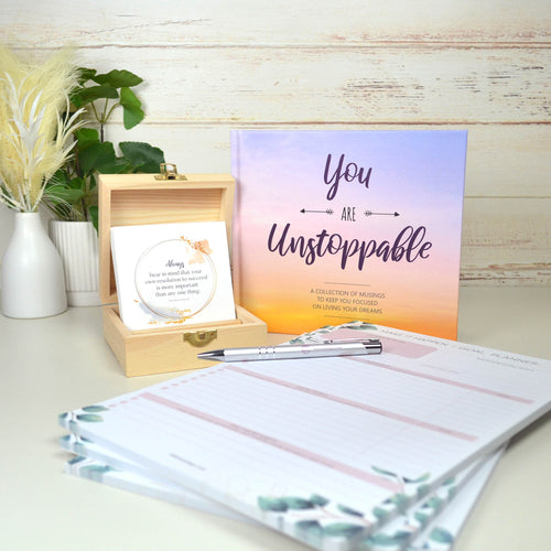 Dream big bundle inspirational quote cards I'm unstoppable and goal planner, weekly planner and habit tracker