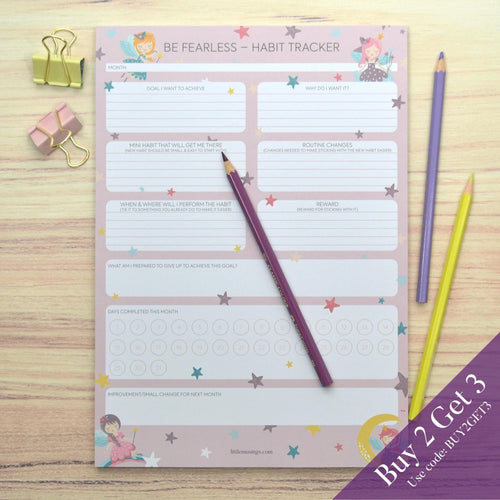 Be fearless habit tracker for girls under 8