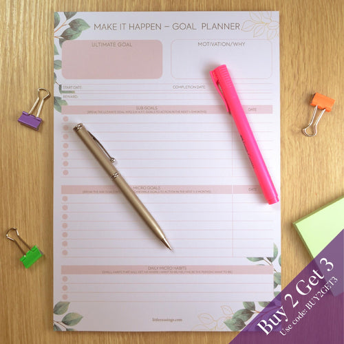 Pink Planning pad on display with buy 2 get 3 offer